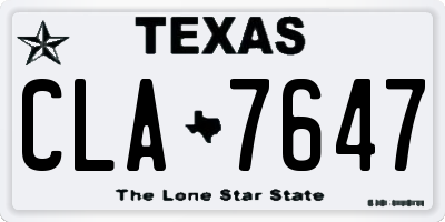TX license plate CLA7647