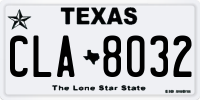 TX license plate CLA8032