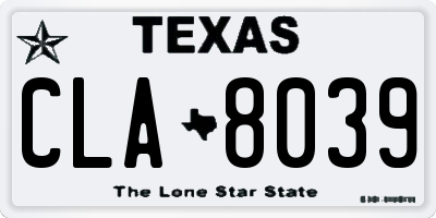 TX license plate CLA8039