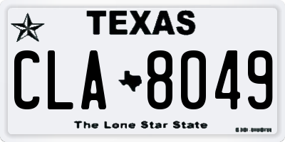 TX license plate CLA8049