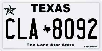 TX license plate CLA8092