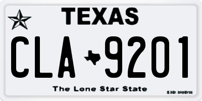 TX license plate CLA9201