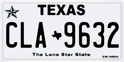 TX license plate CLA9632