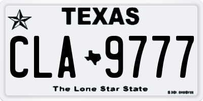 TX license plate CLA9777