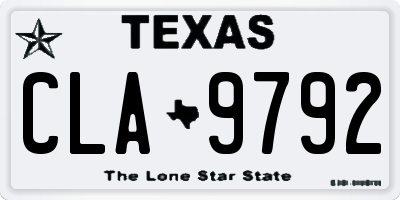 TX license plate CLA9792