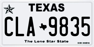 TX license plate CLA9835