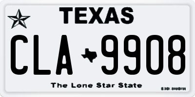 TX license plate CLA9908