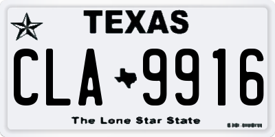 TX license plate CLA9916