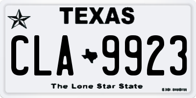 TX license plate CLA9923