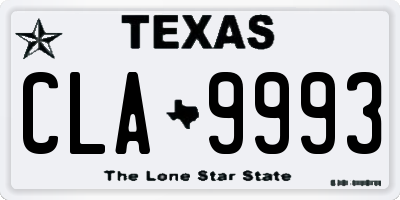 TX license plate CLA9993