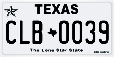 TX license plate CLB0039