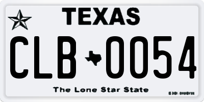 TX license plate CLB0054