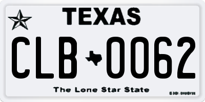 TX license plate CLB0062
