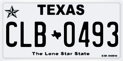 TX license plate CLB0493