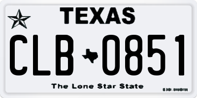 TX license plate CLB0851