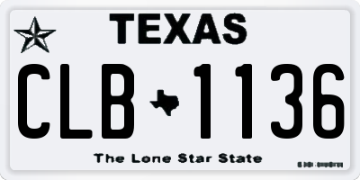 TX license plate CLB1136