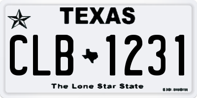 TX license plate CLB1231