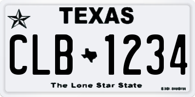 TX license plate CLB1234