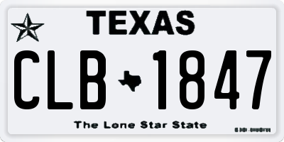 TX license plate CLB1847