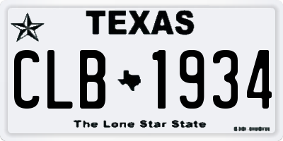 TX license plate CLB1934