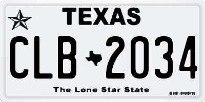 TX license plate CLB2034