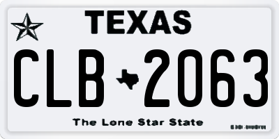 TX license plate CLB2063