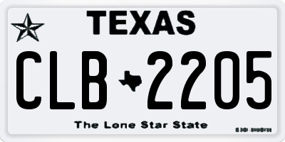 TX license plate CLB2205