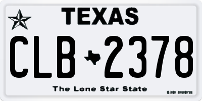 TX license plate CLB2378