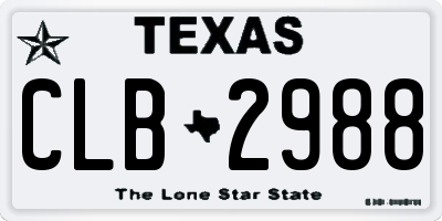 TX license plate CLB2988