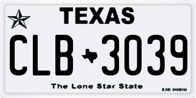 TX license plate CLB3039