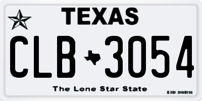 TX license plate CLB3054
