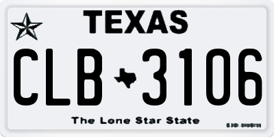TX license plate CLB3106