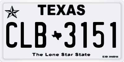 TX license plate CLB3151