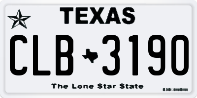 TX license plate CLB3190