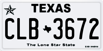 TX license plate CLB3672