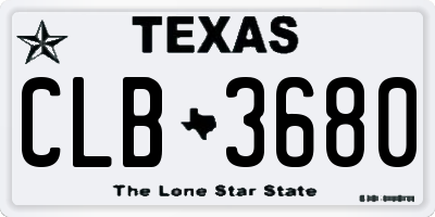 TX license plate CLB3680