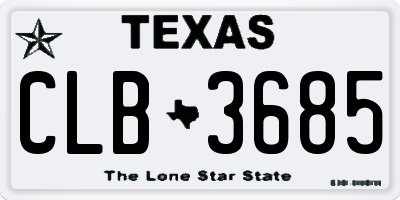 TX license plate CLB3685