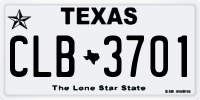 TX license plate CLB3701