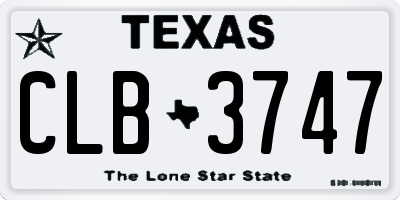 TX license plate CLB3747