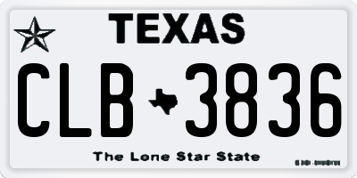 TX license plate CLB3836