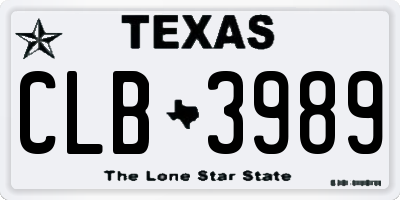 TX license plate CLB3989