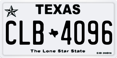 TX license plate CLB4096