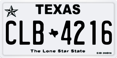 TX license plate CLB4216