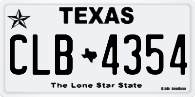 TX license plate CLB4354