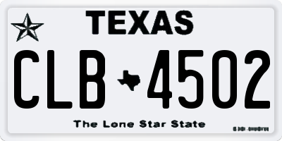 TX license plate CLB4502