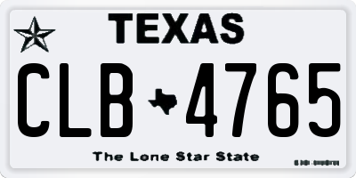 TX license plate CLB4765