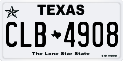 TX license plate CLB4908