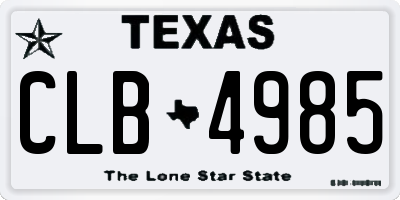 TX license plate CLB4985