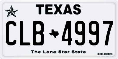 TX license plate CLB4997