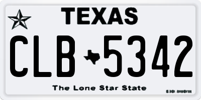 TX license plate CLB5342